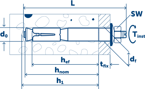 Sormat Анкер LIEBIG B для высоких нагрузок оцинкованный M10-15/70/5